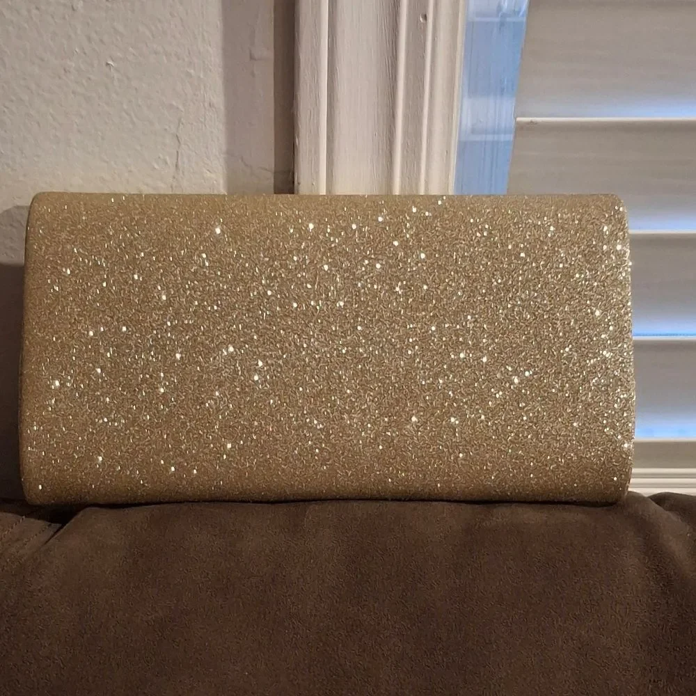 Gold Glitter Sparkling Evening Clutch Bag